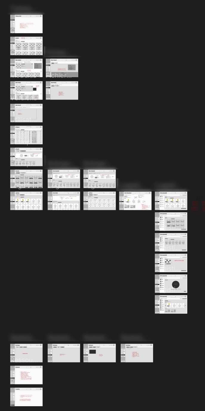 Wireframe de concept de la plateforme