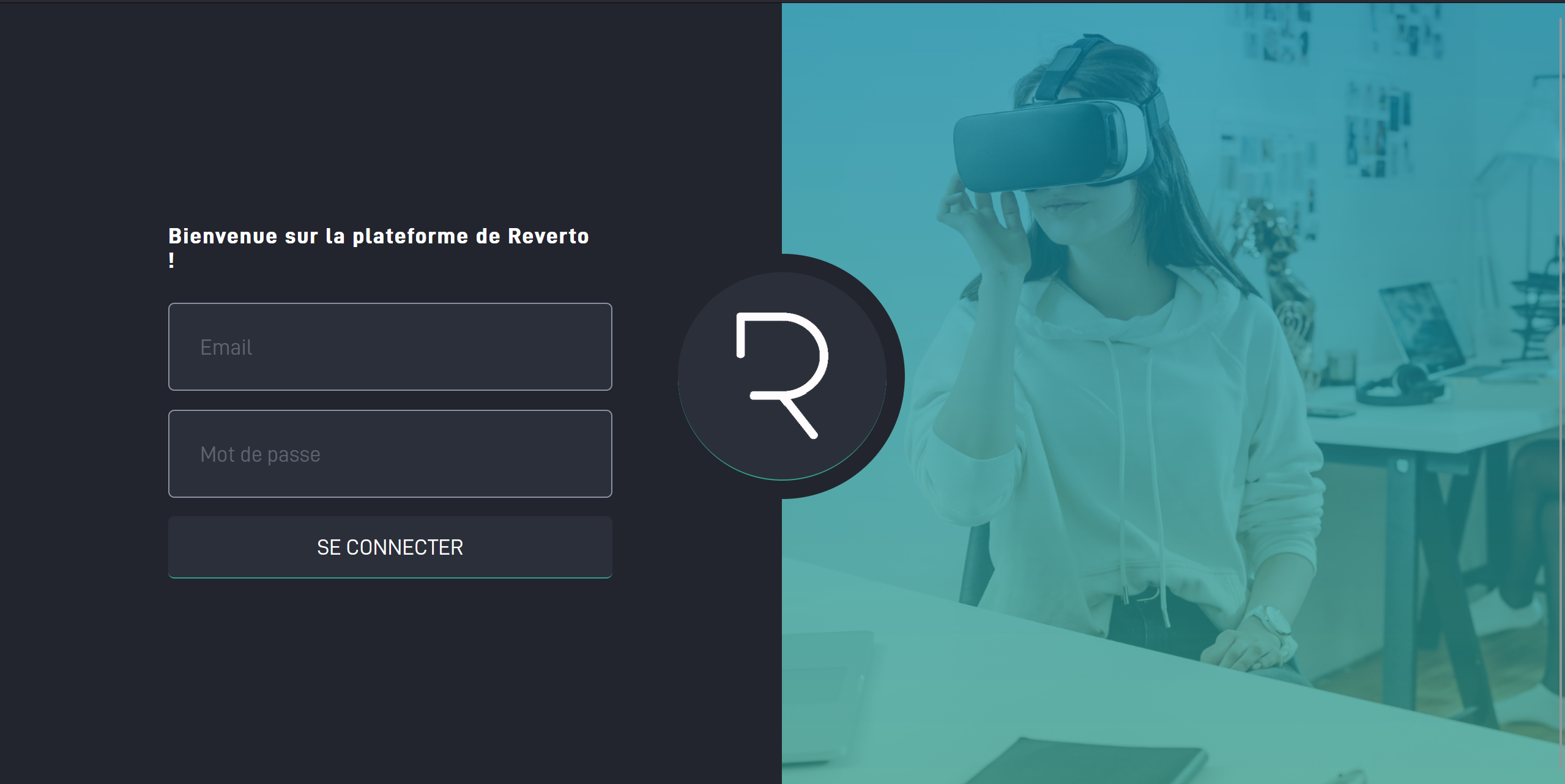 Page de connexion de la plateforme client