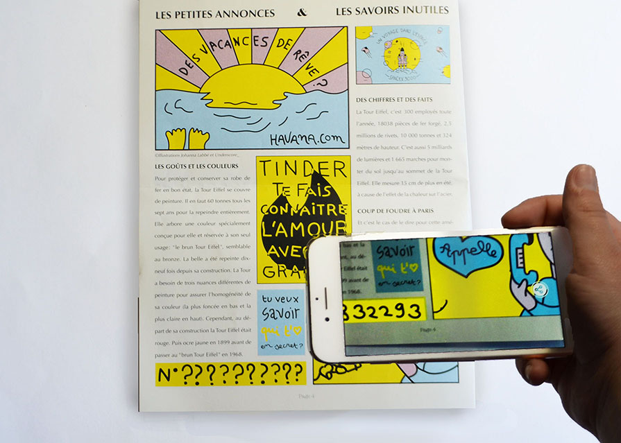 Indice révélé sur le journal via de la réalité augmentée